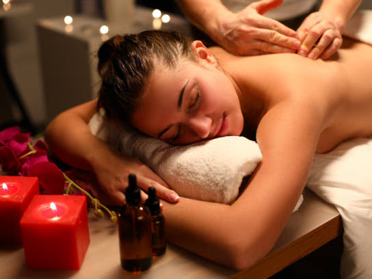 Girl relaxed lying massage